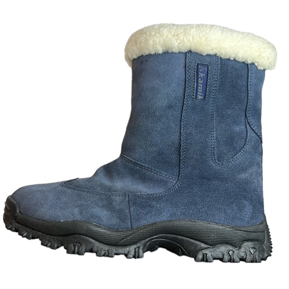 Women KAMIK Navy Blue Winter Suede Leather Snow Boot Wool Lined Size 9